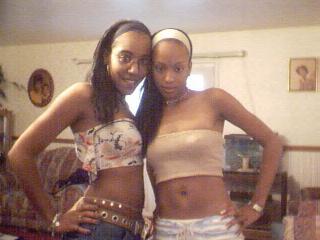 Rhonda - My cousin and I (I'm in the white head ban)