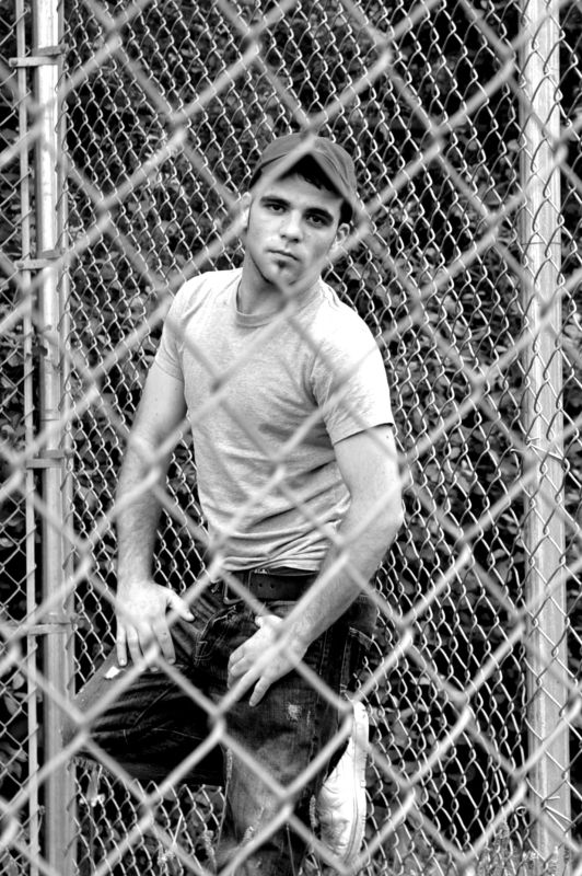 Aiden - batting cage BW