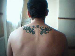 angeluis - tatoo angel wings with my 3 brothers initials in the middle