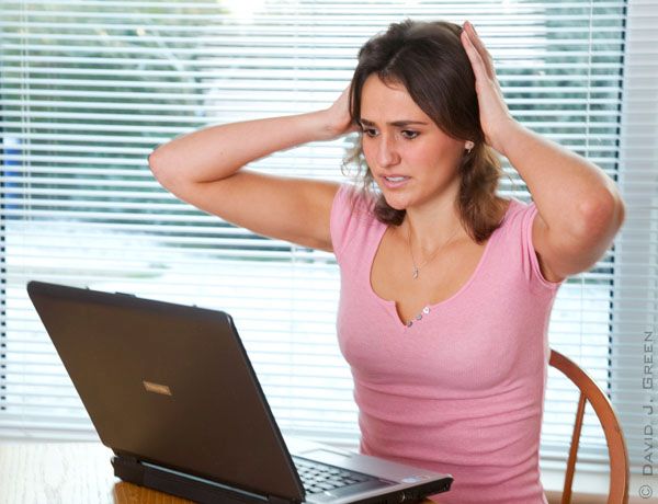 Abbie - Stressed at laptop
